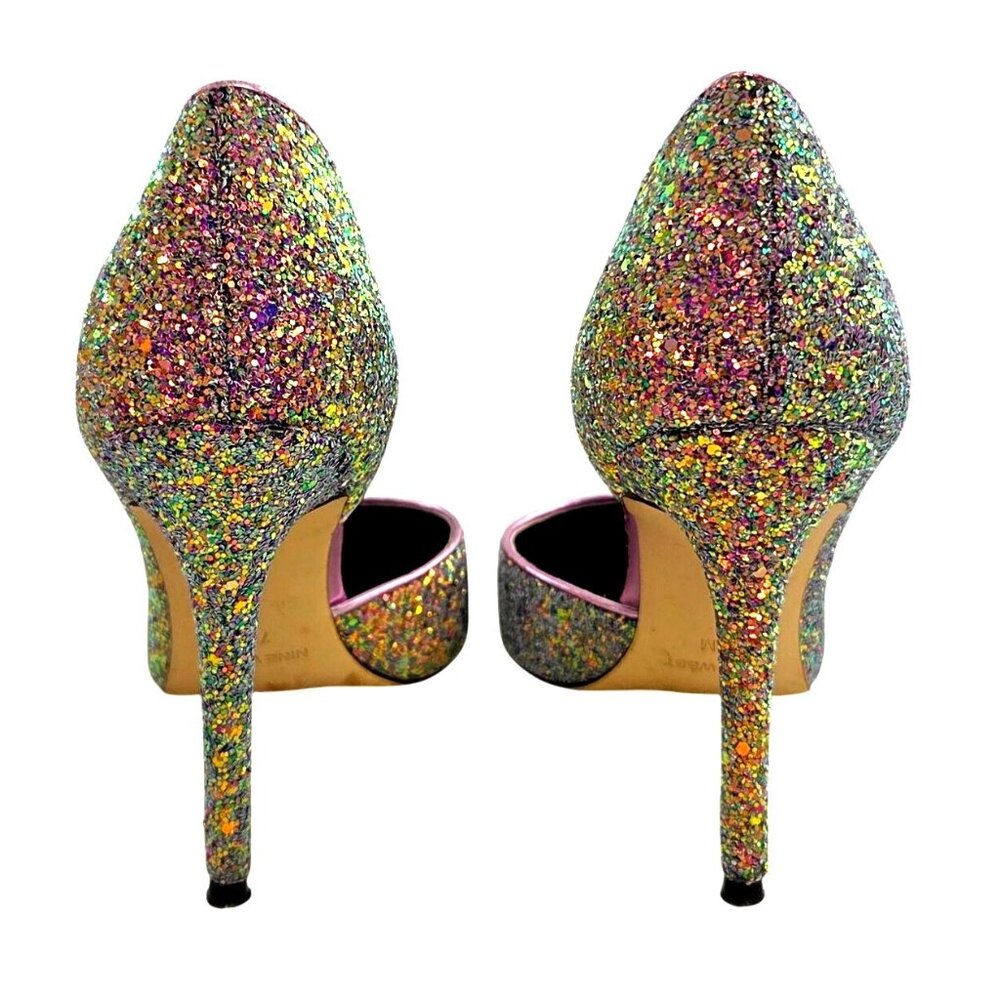 Nine West D'Orsay Sparkly Purple Gold Glitter Pointed Toe Stiletto Heels Size 7M - Picture 6 of 7